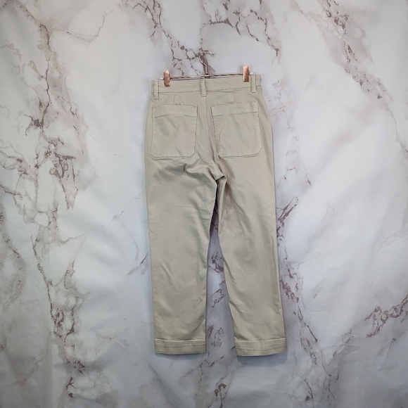 Everlane Pants 4 The Slim Leg Crop Sandstone Beige High Rise Stretch Anke - Picture 8 of 13